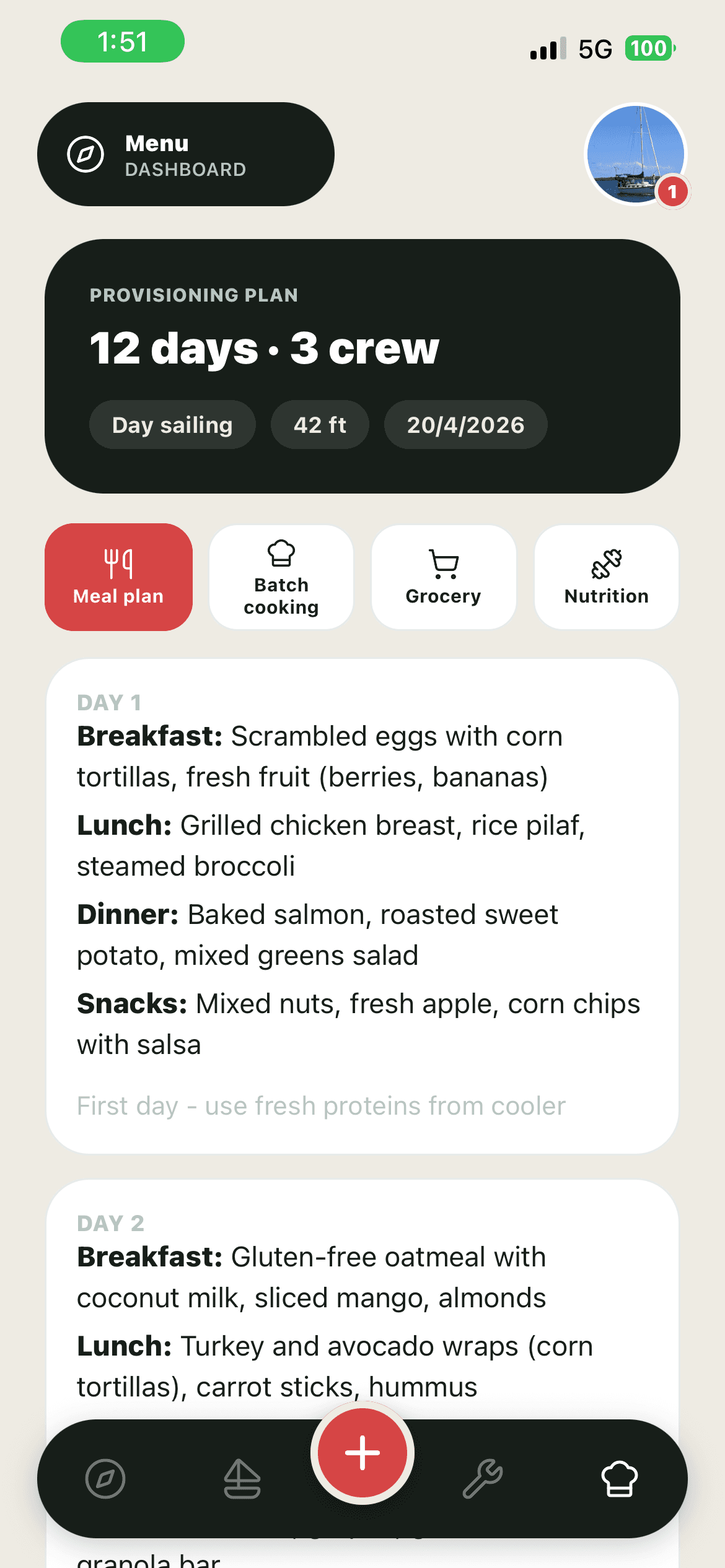 AI provisioning screen in the Nautog app